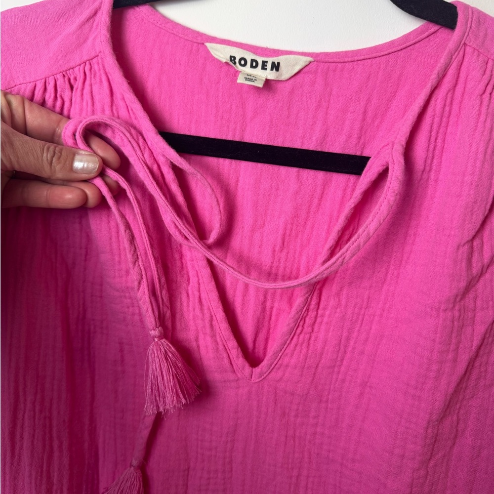 Boden Pink Long Sleeve V-Neck cotton dress